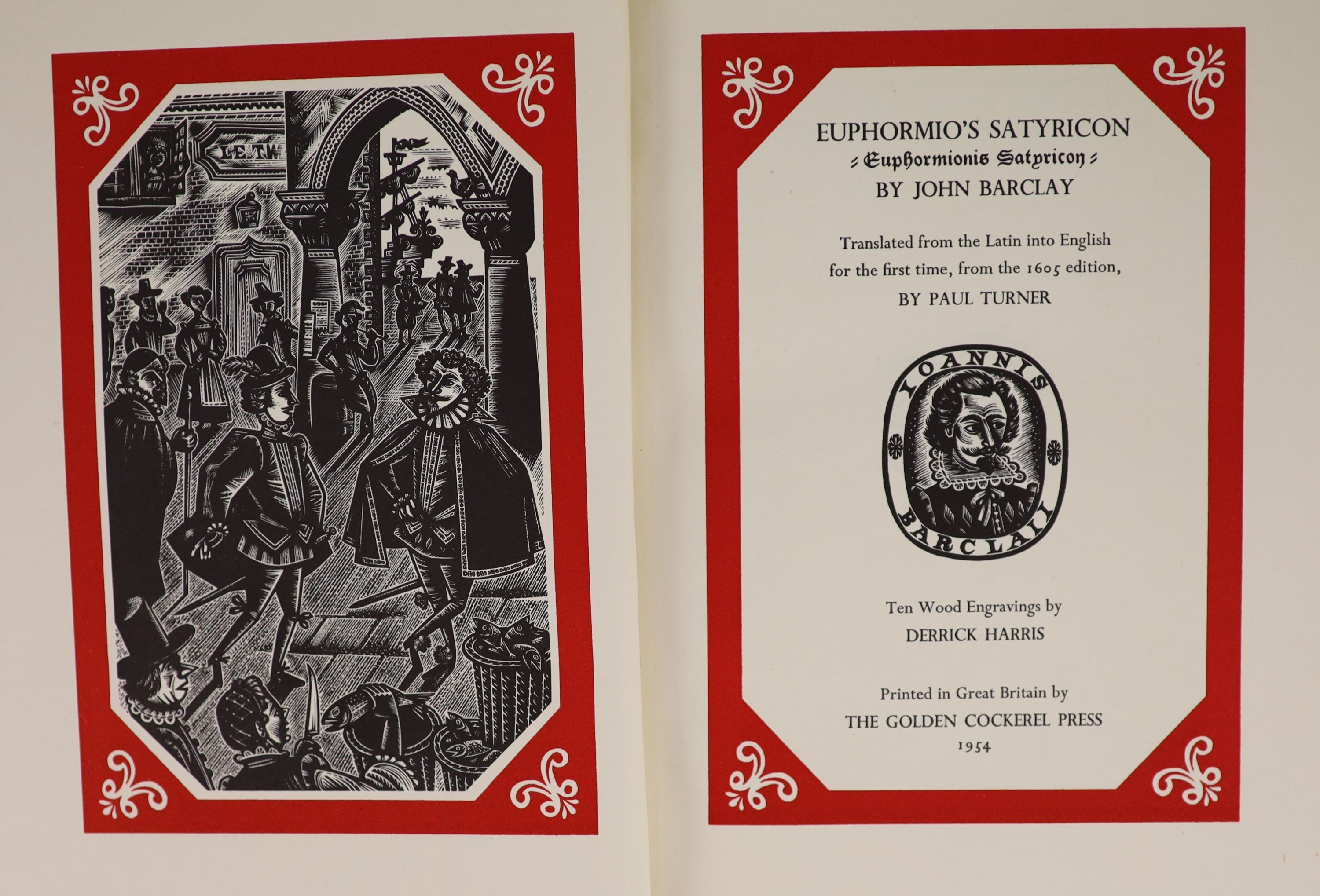 Golden Cockerel Press - Waltham Saint Lawrence, Berkshire - Barclay, John - Euphormio’s Satyricon, one of 260, with 10 engravings by Derrick Harris, 1954